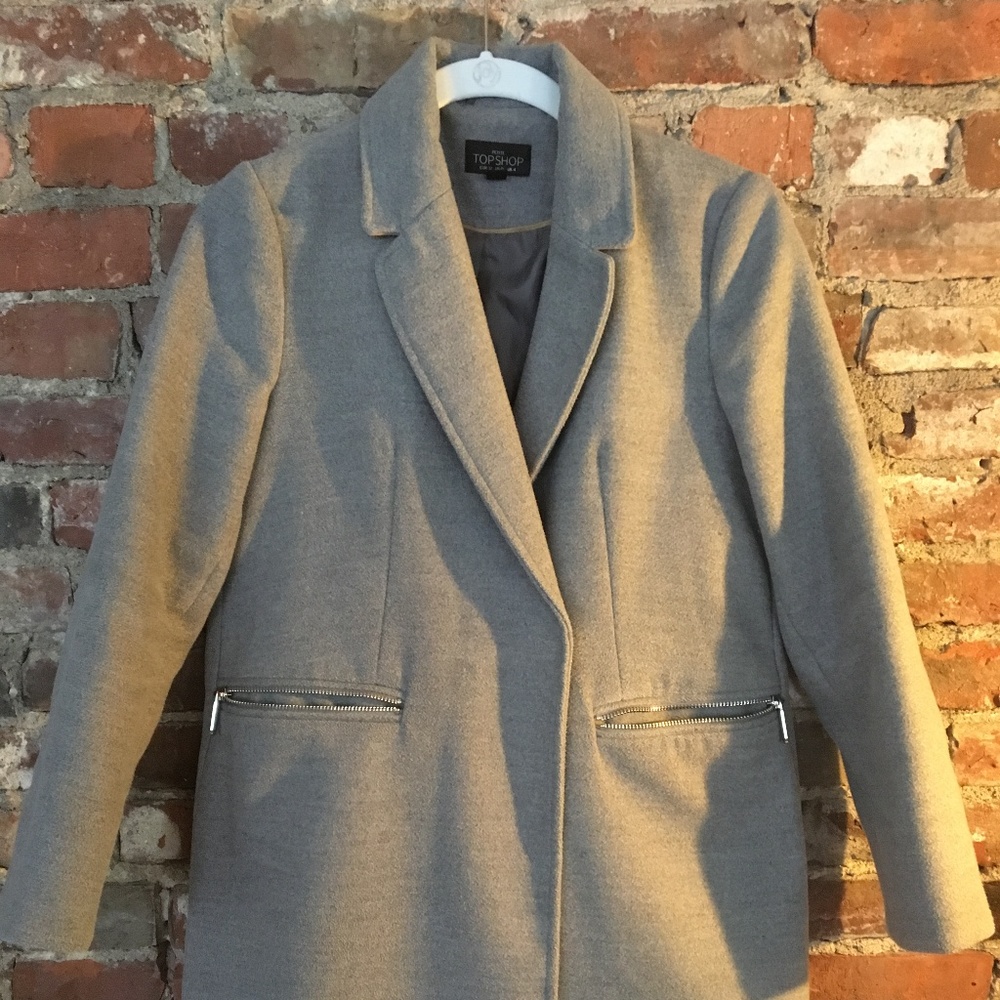 Hardly worn, petite grey Topshop pea coat